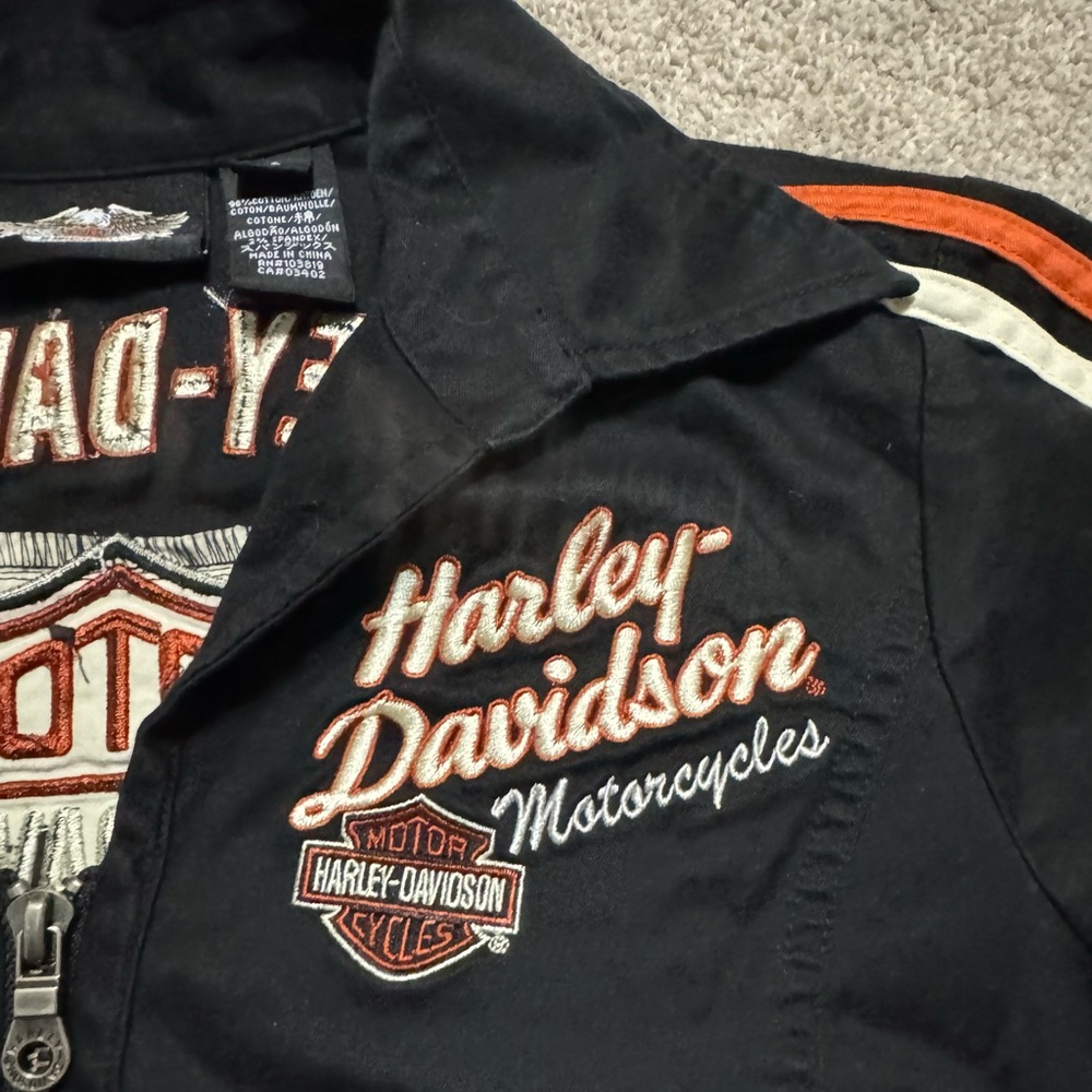 Harley-Davidson Black and Orange Button Down Shirt
